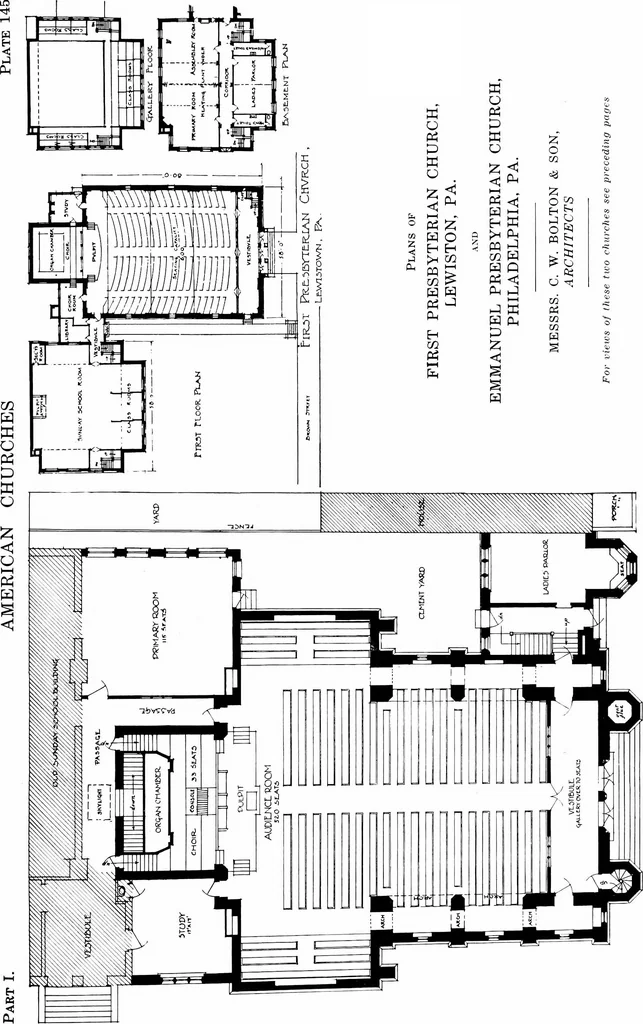 An illustration from American churches ... A series of authoritative articles on designing, planning, heating, ventilating, lighting and general equipment of churches as demonstrated by the best practice in the United States, 1915, leaf 398