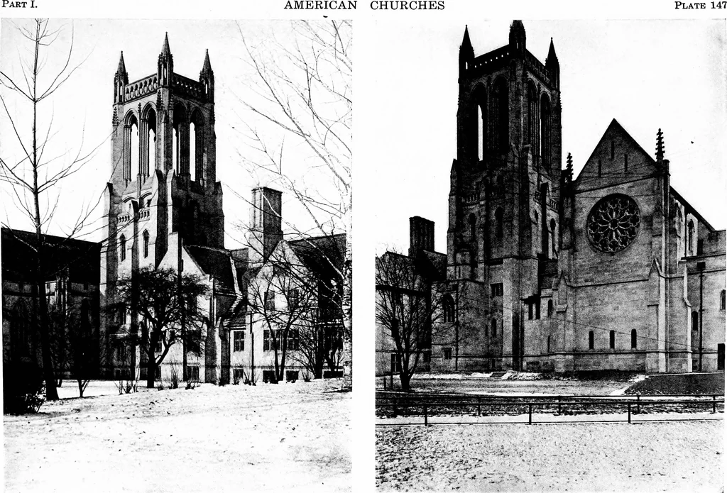 An illustration from American churches ... A series of authoritative articles on designing, planning, heating, ventilating, lighting and general equipment of churches as demonstrated by the best practice in the United States, 1915, leaf 402