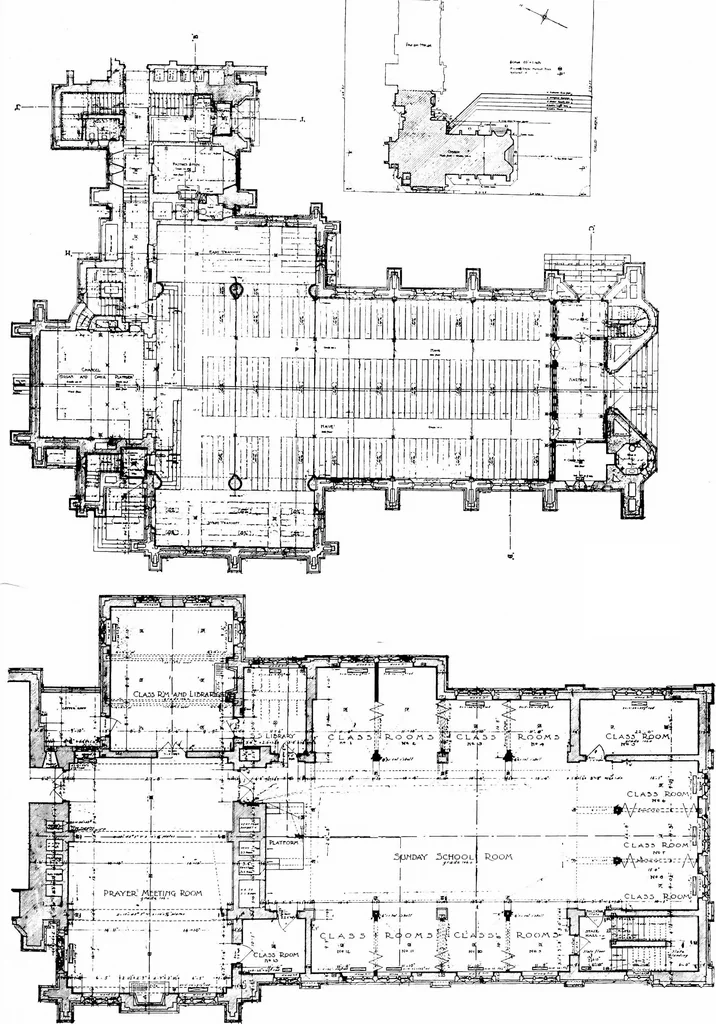 An illustration from American churches ... A series of authoritative articles on designing, planning, heating, ventilating, lighting and general equipment of churches as demonstrated by the best practice in the United States, 1915, leaf 406
