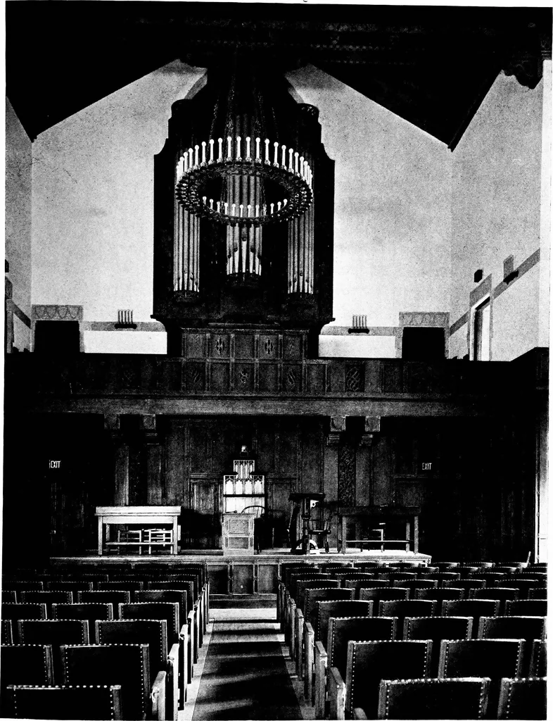 An illustration from American churches ... A series of authoritative articles on designing, planning, heating, ventilating, lighting and general equipment of churches as demonstrated by the best practice in the United States, 1915, leaf 414