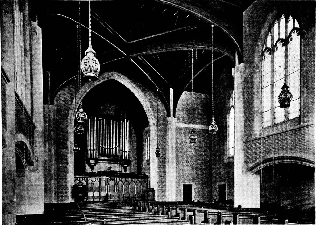 An illustration from American churches ... A series of authoritative articles on designing, planning, heating, ventilating, lighting and general equipment of churches as demonstrated by the best practice in the United States, 1915, leaf 424