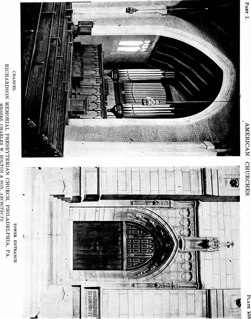 An illustration from American churches ... A series of authoritative articles on designing, planning, heating, ventilating, lighting and general equipment of churches as demonstrated by the best practice in the United States, 1915, leaf 426