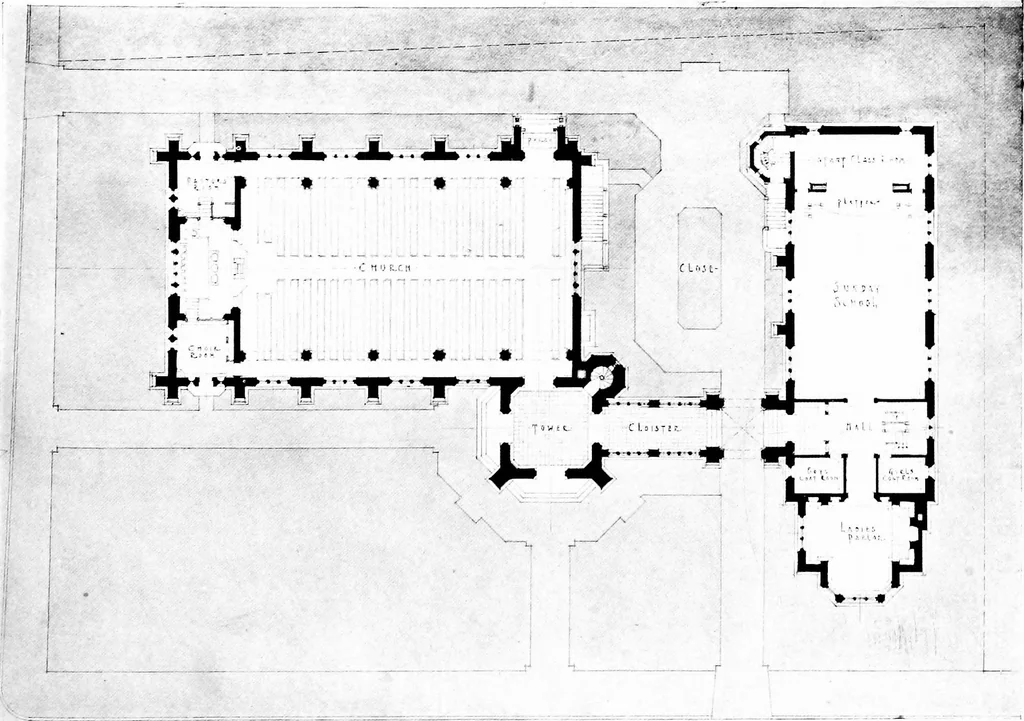An illustration from American churches ... A series of authoritative articles on designing, planning, heating, ventilating, lighting and general equipment of churches as demonstrated by the best practice in the United States, 1915, leaf 448