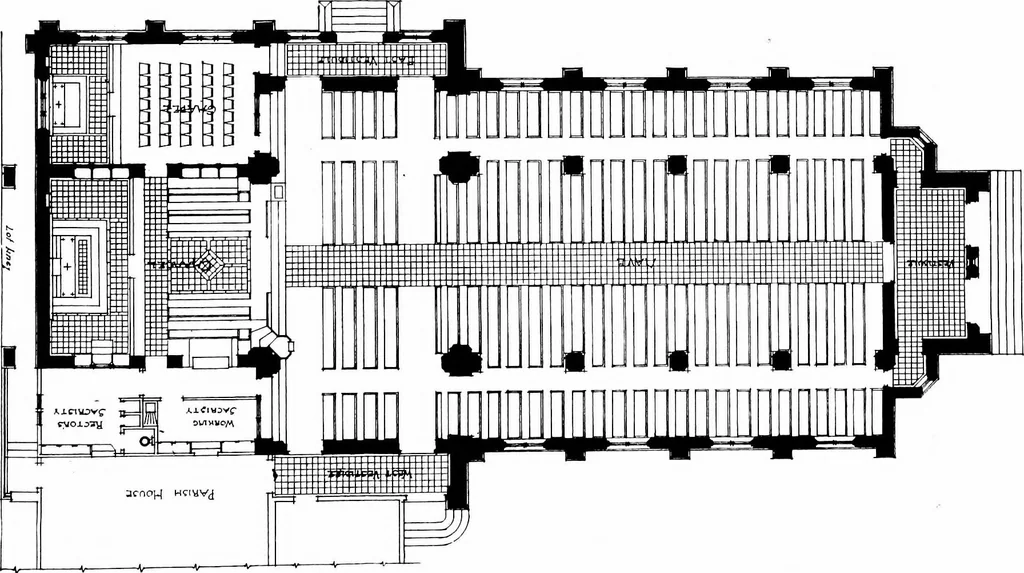 An illustration from American churches ... A series of authoritative articles on designing, planning, heating, ventilating, lighting and general equipment of churches as demonstrated by the best practice in the United States, 1915, leaf 456