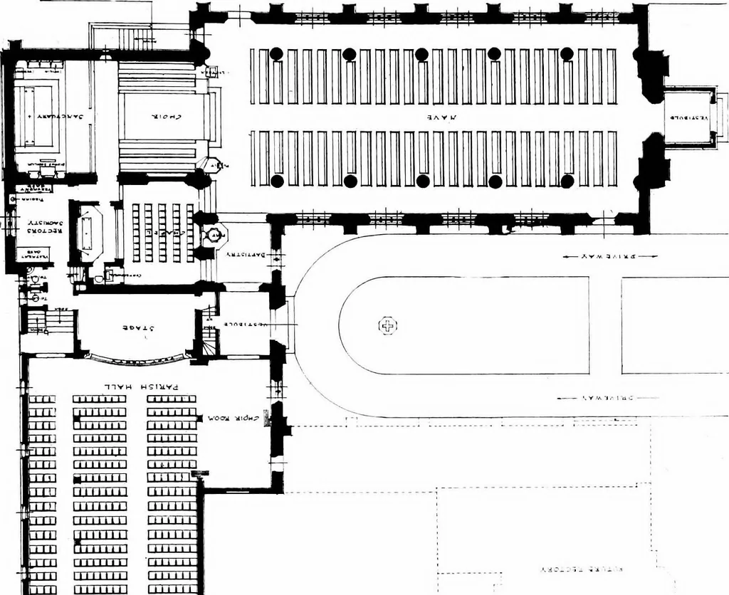 An illustration from American churches ... A series of authoritative articles on designing, planning, heating, ventilating, lighting and general equipment of churches as demonstrated by the best practice in the United States, 1915, leaf 460