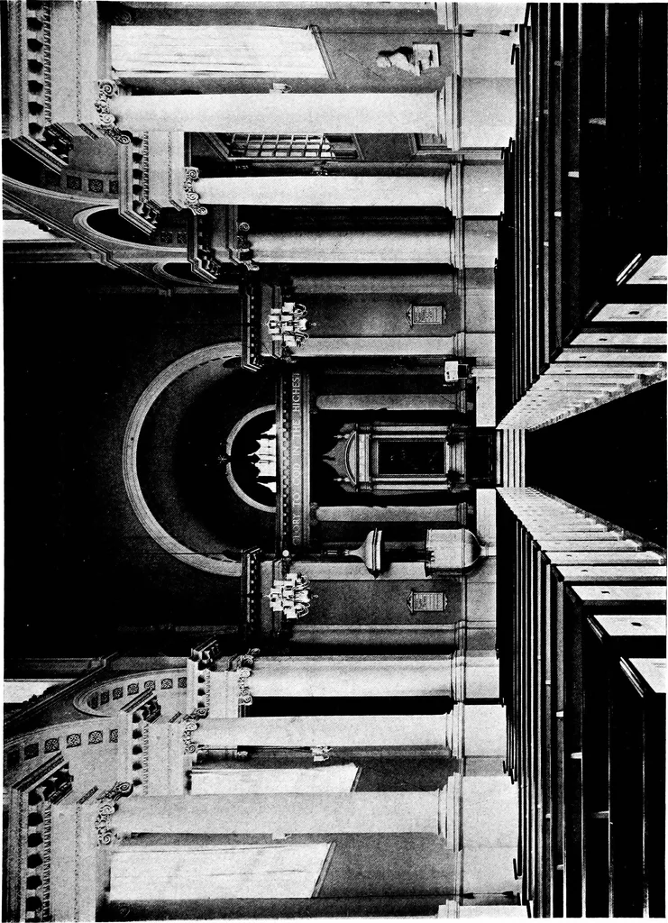 An illustration from American churches ... A series of authoritative articles on designing, planning, heating, ventilating, lighting and general equipment of churches as demonstrated by the best practice in the United States, 1915, leaf 468