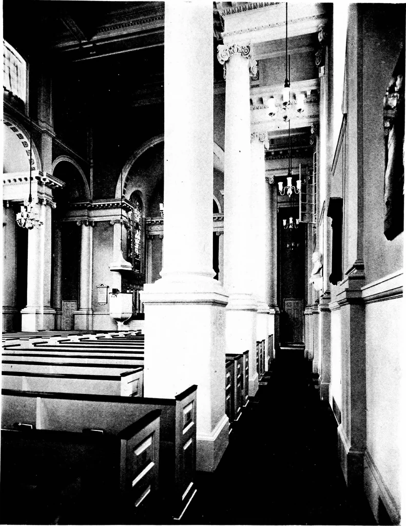 An illustration from American churches ... A series of authoritative articles on designing, planning, heating, ventilating, lighting and general equipment of churches as demonstrated by the best practice in the United States, 1915, leaf 474