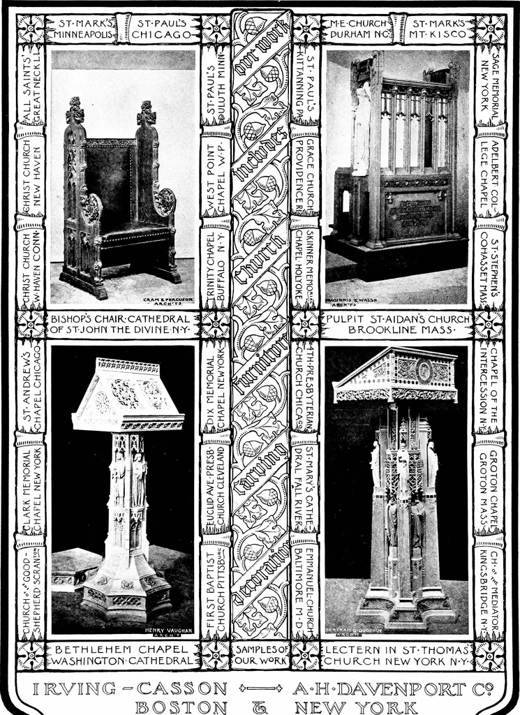 An illustration from American churches ... A series of authoritative articles on designing, planning, heating, ventilating, lighting and general equipment of churches as demonstrated by the best practice in the United States, 1915, leaf 491
