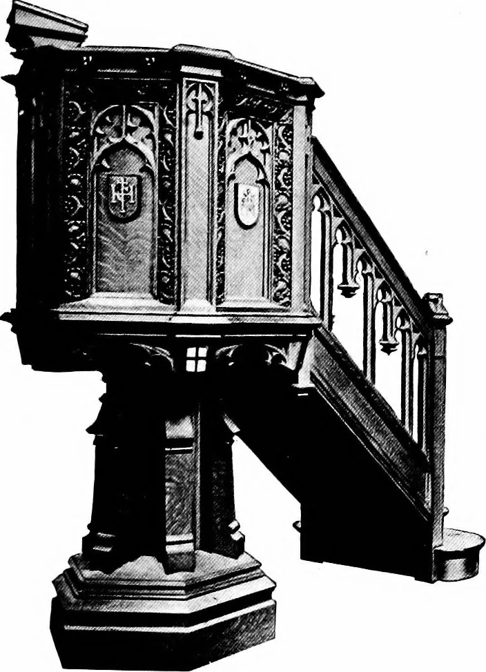 An illustration from American churches ... A series of authoritative articles on designing, planning, heating, ventilating, lighting and general equipment of churches as demonstrated by the best practice in the United States, 1915, leaf 502