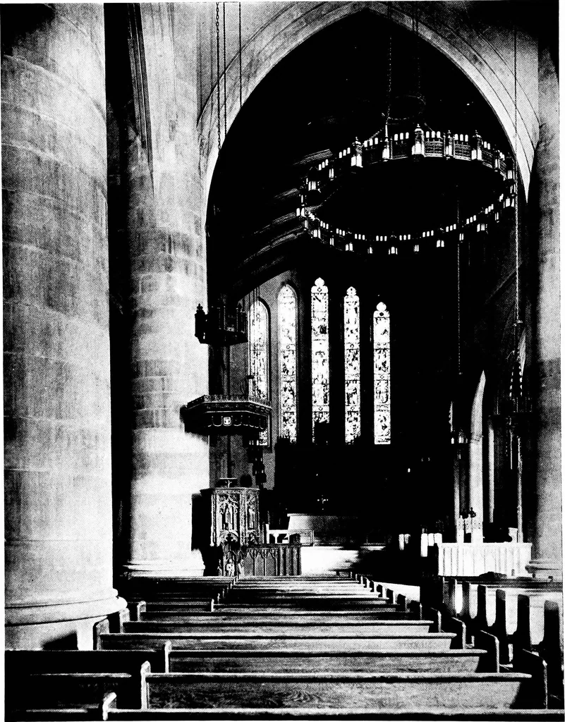 An illustration from American churches ... A series of authoritative articles on designing, planning, heating, ventilating, lighting and general equipment of churches as demonstrated by the best practice in the United States, 1915, leaf 59