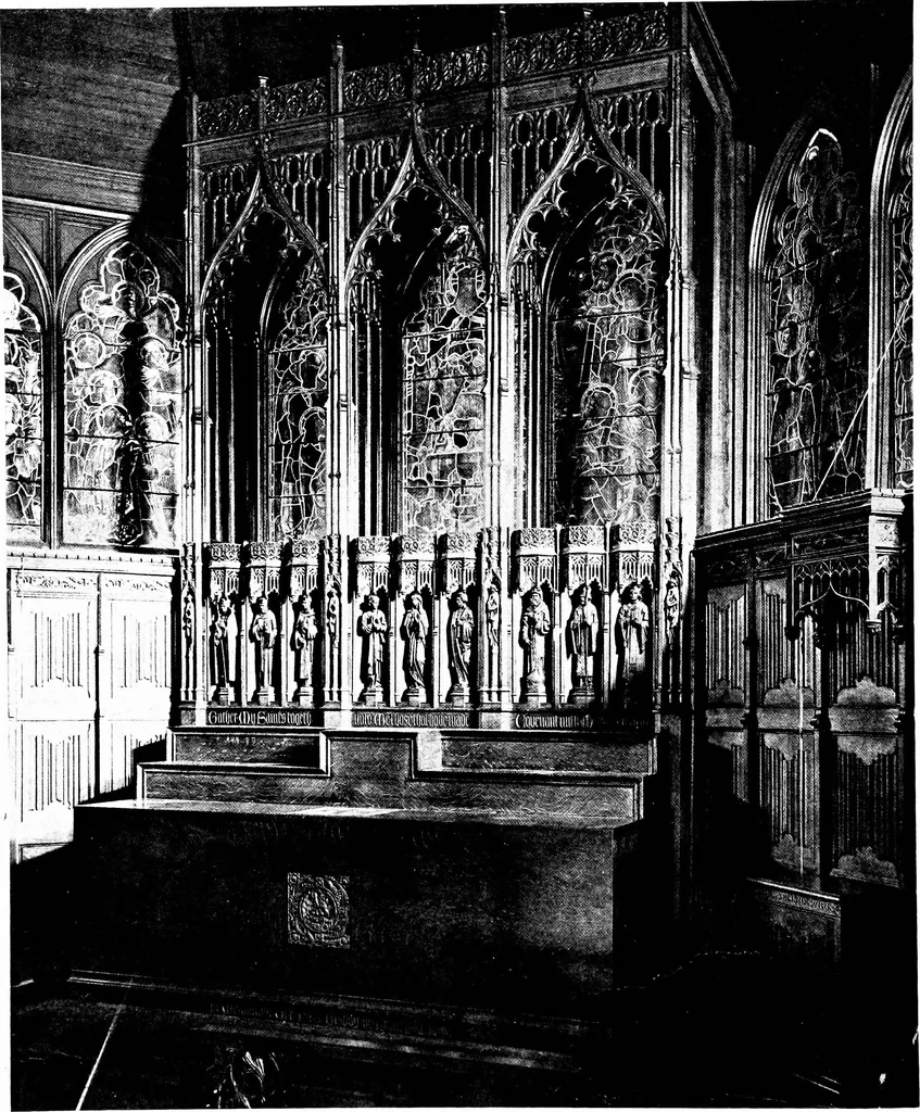 An illustration from American churches ... A series of authoritative articles on designing, planning, heating, ventilating, lighting and general equipment of churches as demonstrated by the best practice in the United States, 1915, leaf 65