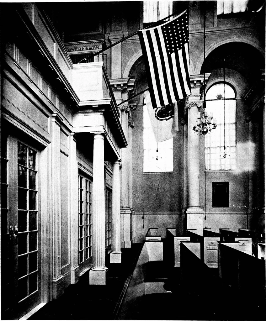 An illustration from American churches ... A series of authoritative articles on designing, planning, heating, ventilating, lighting and general equipment of churches as demonstrated by the best practice in the United States, 1915, leaf 7