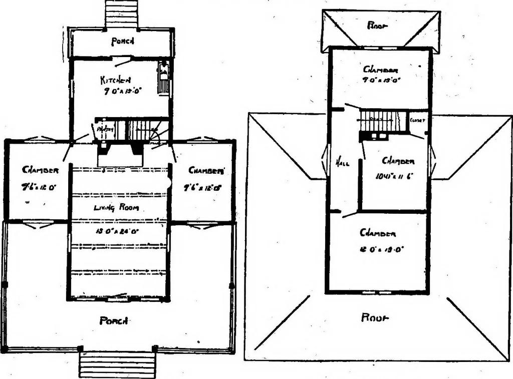 An illustration from Lumberman's house plan book : being a collection of one hundred absolutely new and attractive plans never before published, together with a selection of one hundred of our most popular houses published heretofore ... : 200 house plans, 1907, leaf 102