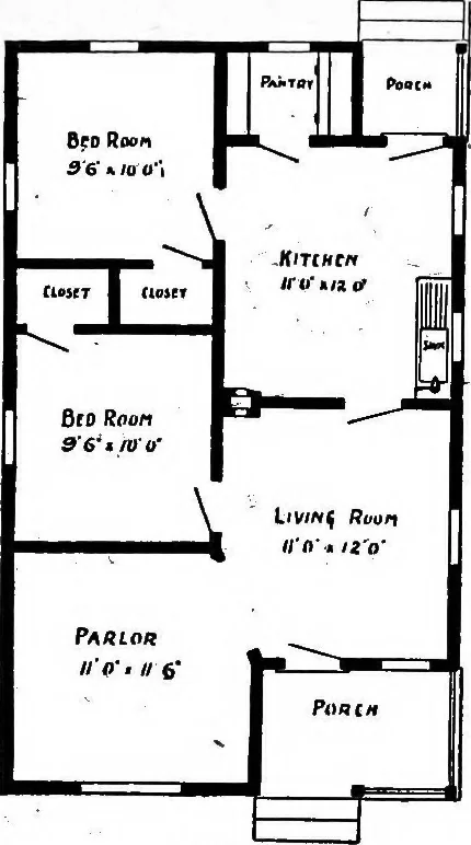 An illustration from Lumberman's house plan book : being a collection of one hundred absolutely new and attractive plans never before published, together with a selection of one hundred of our most popular houses published heretofore ... : 200 house plans, 1907, leaf 106