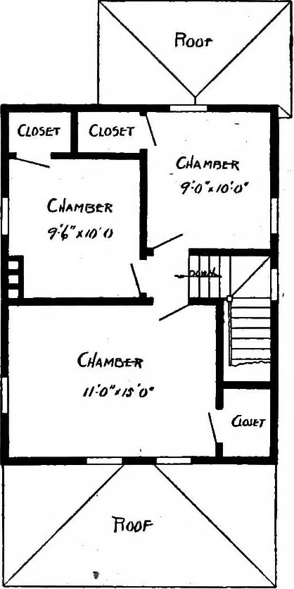 An illustration from Lumberman's house plan book : being a collection of one hundred absolutely new and attractive plans never before published, together with a selection of one hundred of our most popular houses published heretofore ... : 200 house plans, 1907, leaf 107
