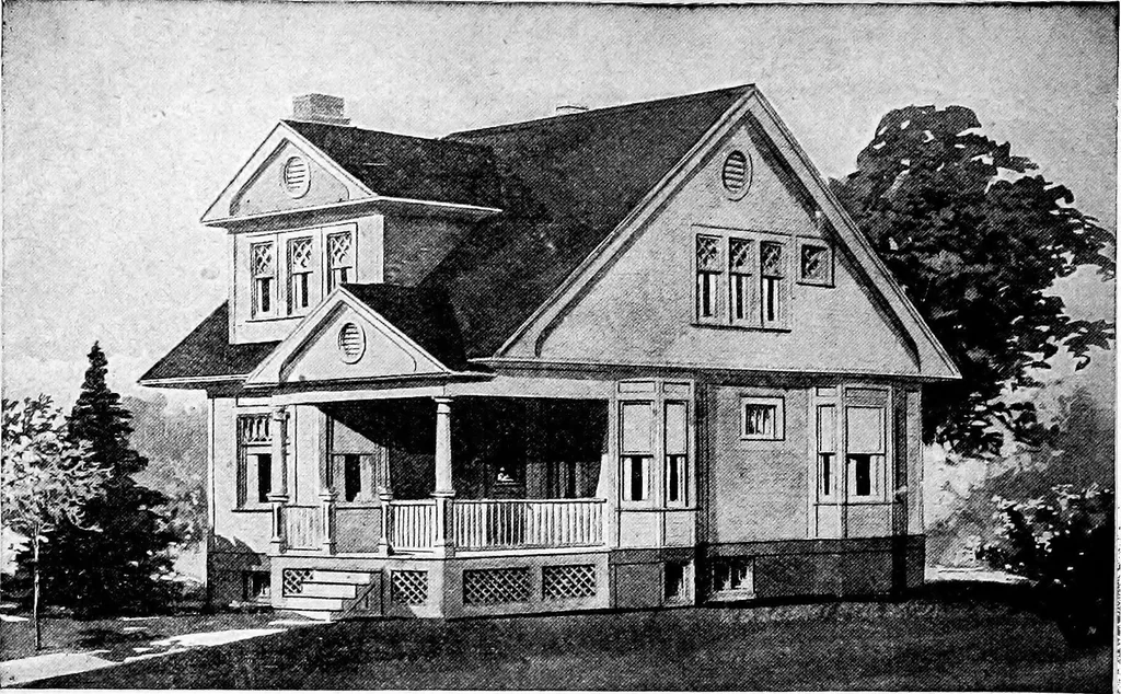 An illustration from Lumberman's house plan book : being a collection of one hundred absolutely new and attractive plans never before published, together with a selection of one hundred of our most popular houses published heretofore ... : 200 house plans, 1907, leaf 109