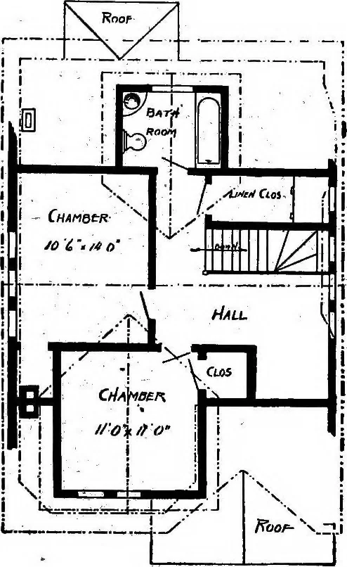 An illustration from Lumberman's house plan book : being a collection of one hundred absolutely new and attractive plans never before published, together with a selection of one hundred of our most popular houses published heretofore ... : 200 house plans, 1907, leaf 109