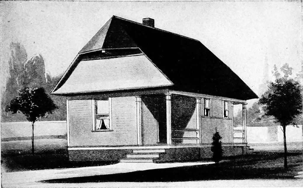 An illustration from Lumberman's house plan book : being a collection of one hundred absolutely new and attractive plans never before published, together with a selection of one hundred of our most popular houses published heretofore ... : 200 house plans, 1907, leaf 110