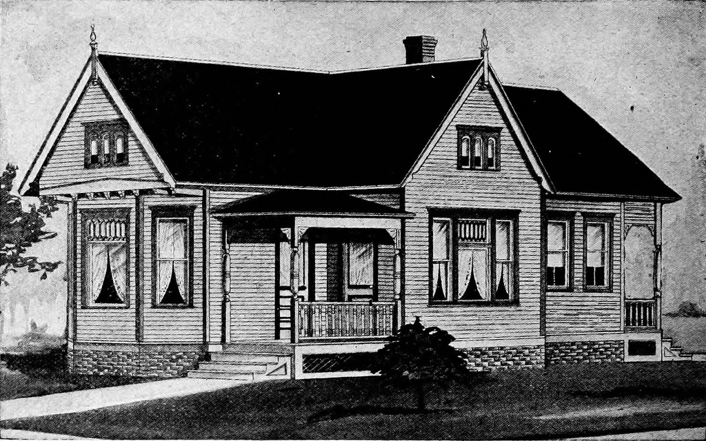 An illustration from Lumberman's house plan book : being a collection of one hundred absolutely new and attractive plans never before published, together with a selection of one hundred of our most popular houses published heretofore ... : 200 house plans, 1907, leaf 111