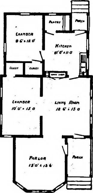 An illustration from Lumberman's house plan book : being a collection of one hundred absolutely new and attractive plans never before published, together with a selection of one hundred of our most popular houses published heretofore ... : 200 house plans, 1907, leaf 111