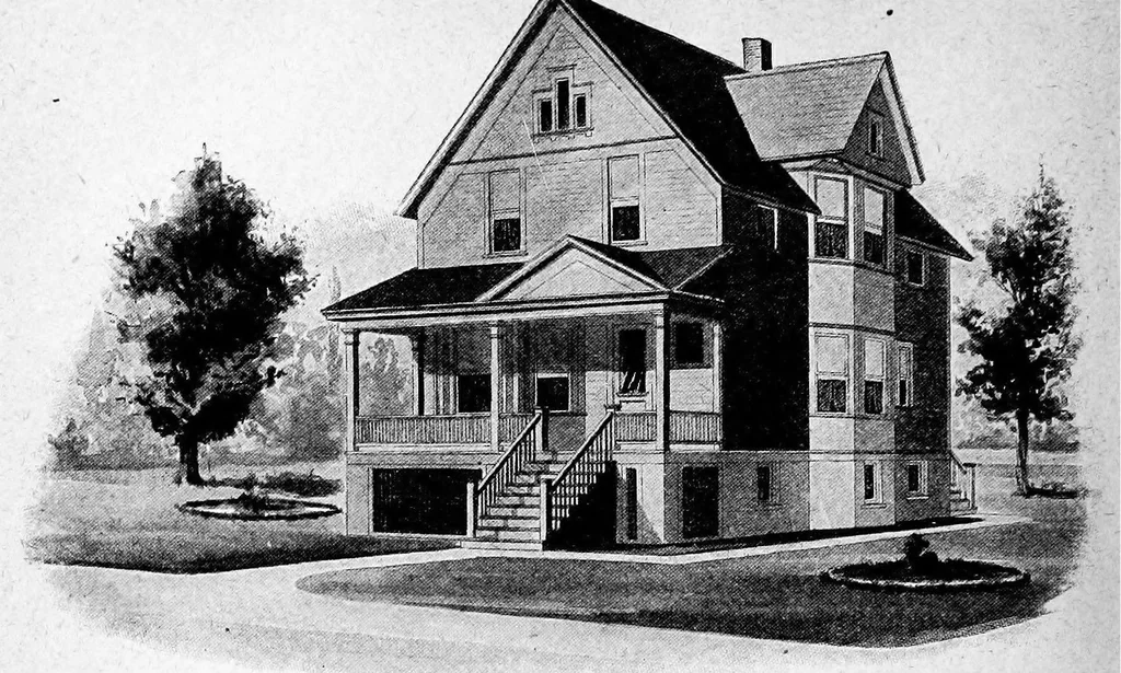 An illustration from Lumberman's house plan book : being a collection of one hundred absolutely new and attractive plans never before published, together with a selection of one hundred of our most popular houses published heretofore ... : 200 house plans, 1907, leaf 113