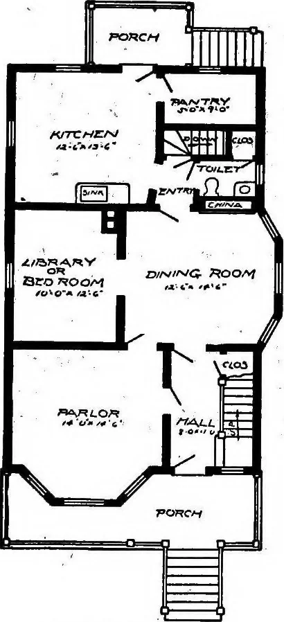 An illustration from Lumberman's house plan book : being a collection of one hundred absolutely new and attractive plans never before published, together with a selection of one hundred of our most popular houses published heretofore ... : 200 house plans, 1907, leaf 113