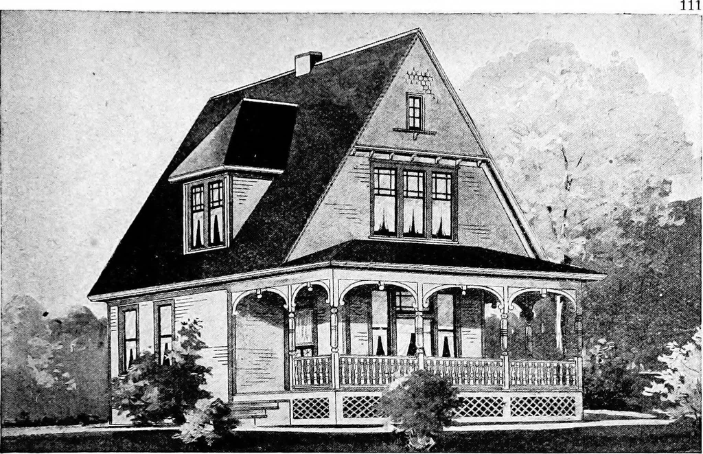 An illustration from Lumberman's house plan book : being a collection of one hundred absolutely new and attractive plans never before published, together with a selection of one hundred of our most popular houses published heretofore ... : 200 house plans, 1907, leaf 114