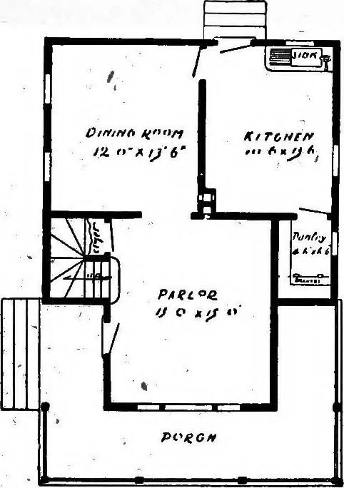 An illustration from Lumberman's house plan book : being a collection of one hundred absolutely new and attractive plans never before published, together with a selection of one hundred of our most popular houses published heretofore ... : 200 house plans, 1907, leaf 114