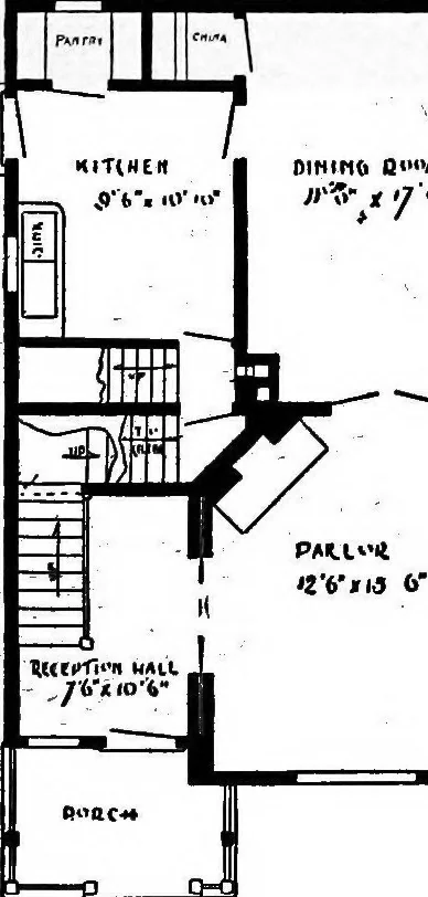An illustration from Lumberman's house plan book : being a collection of one hundred absolutely new and attractive plans never before published, together with a selection of one hundred of our most popular houses published heretofore ... : 200 house plans, 1907, leaf 116