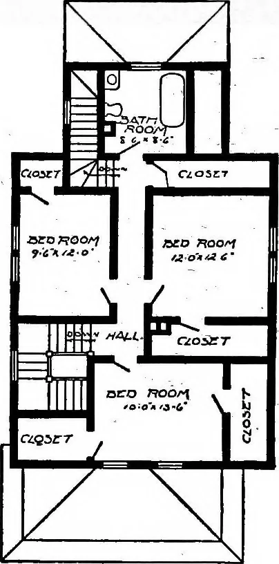 An illustration from Lumberman's house plan book : being a collection of one hundred absolutely new and attractive plans never before published, together with a selection of one hundred of our most popular houses published heretofore ... : 200 house plans, 1907, leaf 119