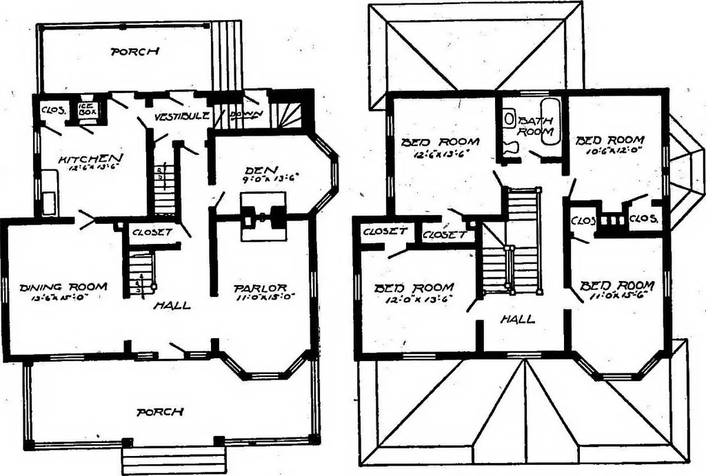 An illustration from Lumberman's house plan book : being a collection of one hundred absolutely new and attractive plans never before published, together with a selection of one hundred of our most popular houses published heretofore ... : 200 house plans, 1907, leaf 121