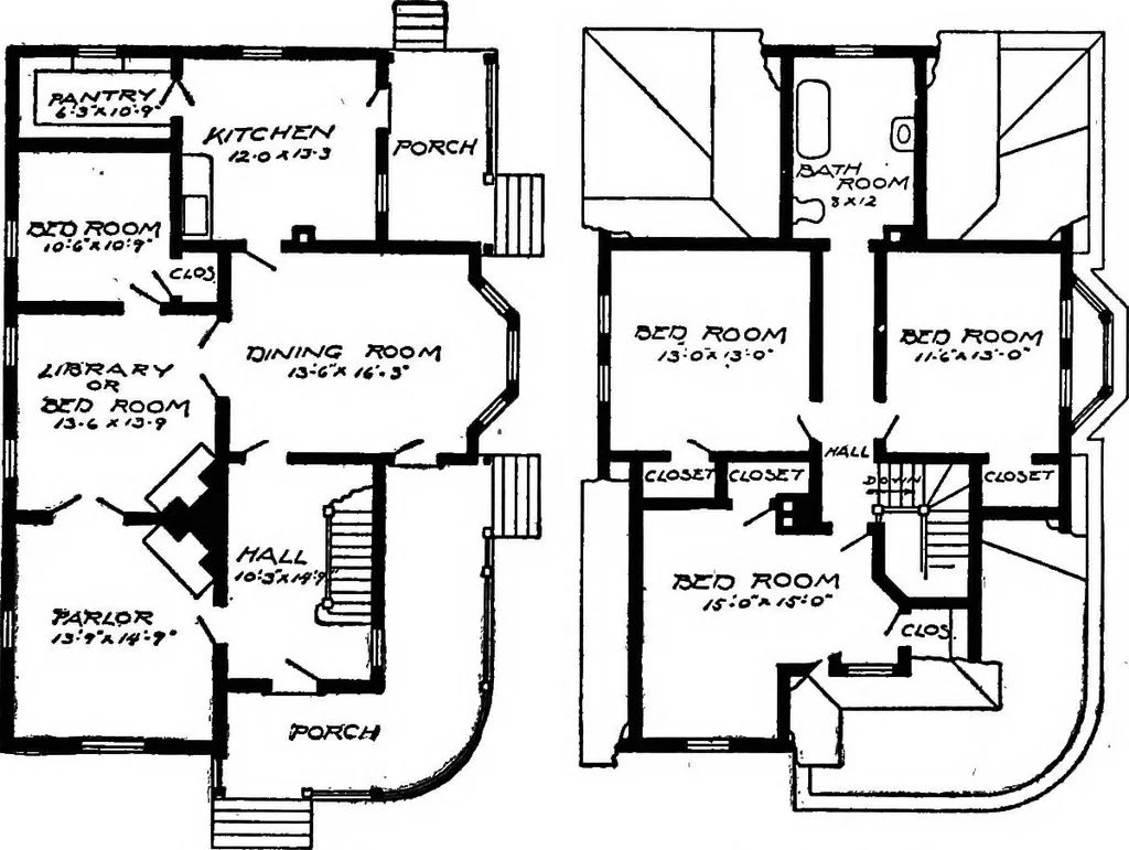 An illustration from Lumberman's house plan book : being a collection of one hundred absolutely new and attractive plans never before published, together with a selection of one hundred of our most popular houses published heretofore ... : 200 house plans, 1907, leaf 122