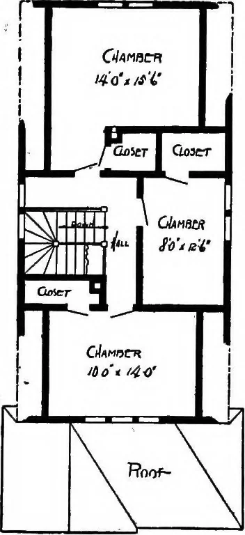 An illustration from Lumberman's house plan book : being a collection of one hundred absolutely new and attractive plans never before published, together with a selection of one hundred of our most popular houses published heretofore ... : 200 house plans, 1907, leaf 124