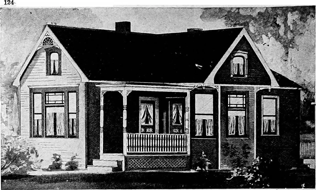 An illustration from Lumberman's house plan book : being a collection of one hundred absolutely new and attractive plans never before published, together with a selection of one hundred of our most popular houses published heretofore ... : 200 house plans, 1907, leaf 127
