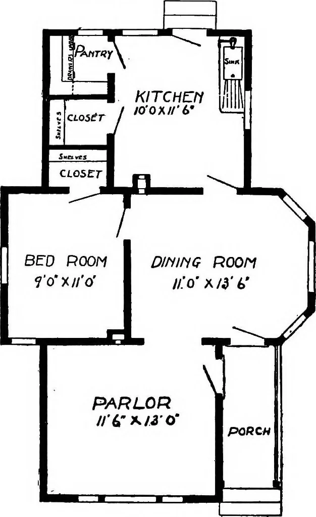 An illustration from Lumberman's house plan book : being a collection of one hundred absolutely new and attractive plans never before published, together with a selection of one hundred of our most popular houses published heretofore ... : 200 house plans, 1907, leaf 127