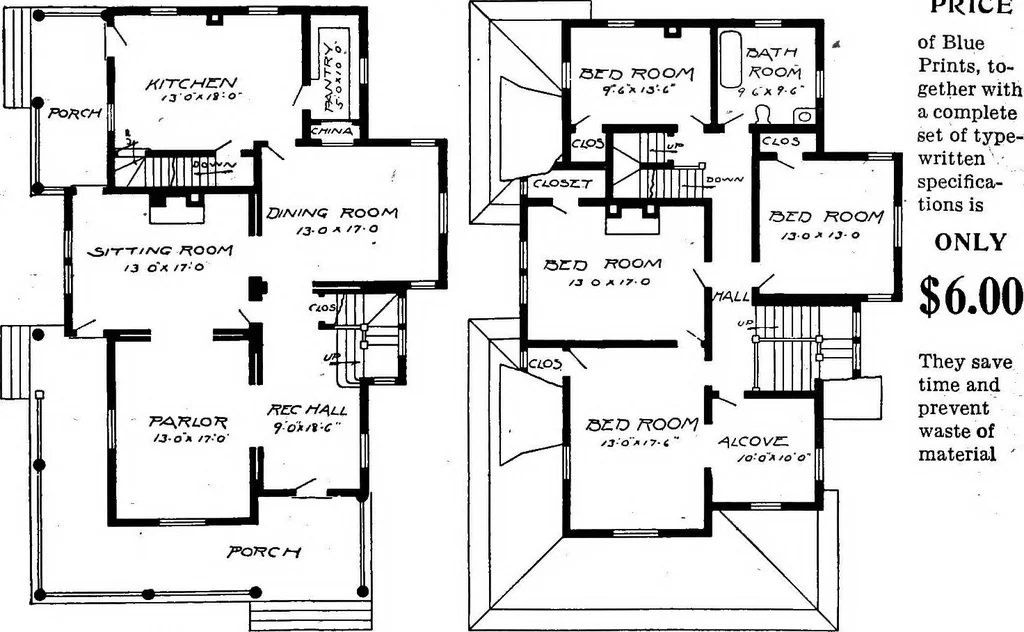 An illustration from Lumberman's house plan book : being a collection of one hundred absolutely new and attractive plans never before published, together with a selection of one hundred of our most popular houses published heretofore ... : 200 house plans, 1907, leaf 128