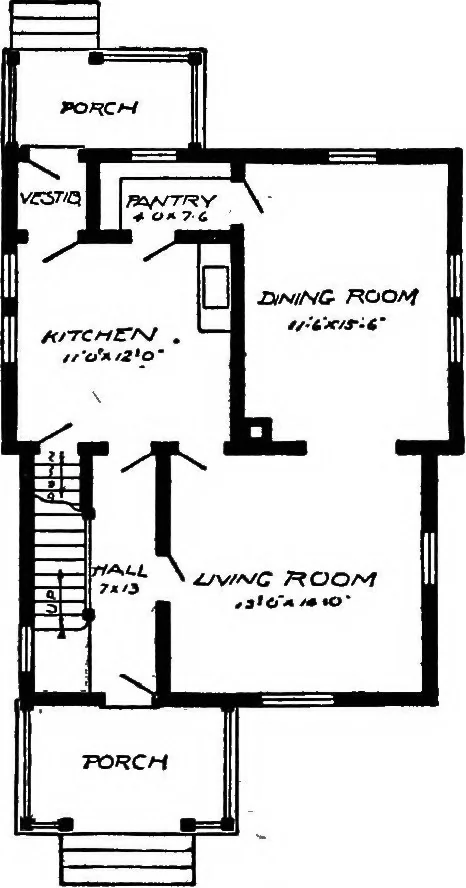 An illustration from Lumberman's house plan book : being a collection of one hundred absolutely new and attractive plans never before published, together with a selection of one hundred of our most popular houses published heretofore ... : 200 house plans, 1907, leaf 129