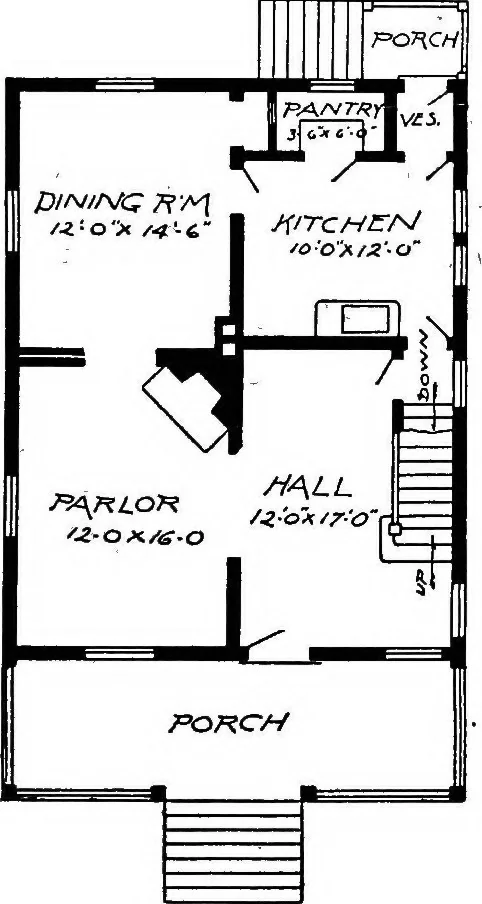 An illustration from Lumberman's house plan book : being a collection of one hundred absolutely new and attractive plans never before published, together with a selection of one hundred of our most popular houses published heretofore ... : 200 house plans, 1907, leaf 130