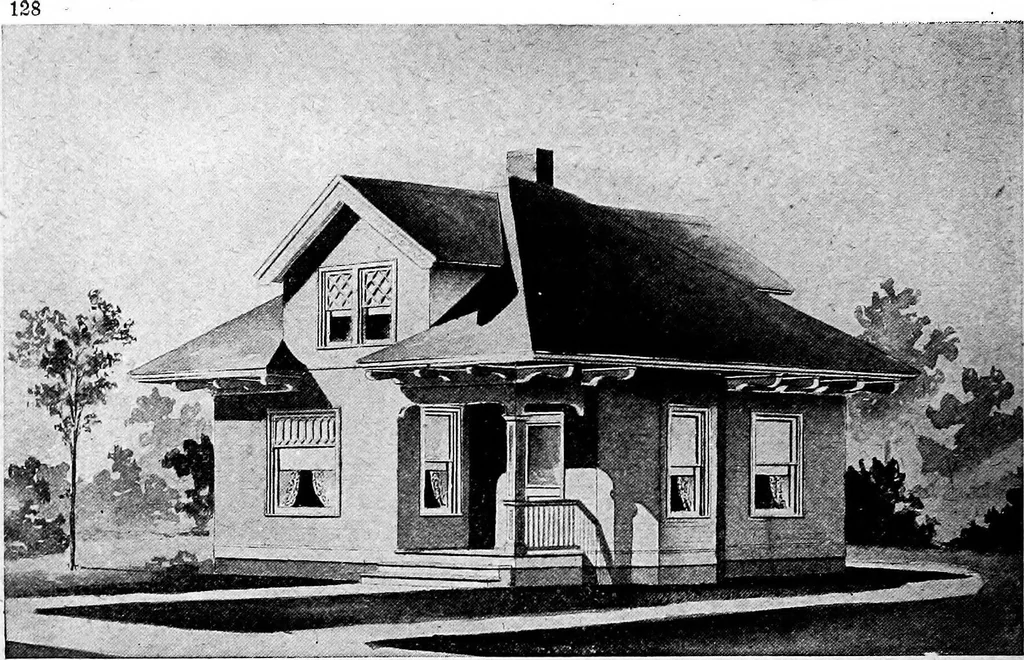 An illustration from Lumberman's house plan book : being a collection of one hundred absolutely new and attractive plans never before published, together with a selection of one hundred of our most popular houses published heretofore ... : 200 house plans, 1907, leaf 131