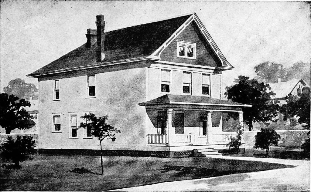 An illustration from Lumberman's house plan book : being a collection of one hundred absolutely new and attractive plans never before published, together with a selection of one hundred of our most popular houses published heretofore ... : 200 house plans, 1907, leaf 132
