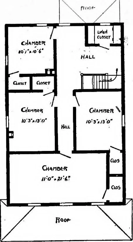An illustration from Lumberman's house plan book : being a collection of one hundred absolutely new and attractive plans never before published, together with a selection of one hundred of our most popular houses published heretofore ... : 200 house plans, 1907, leaf 132