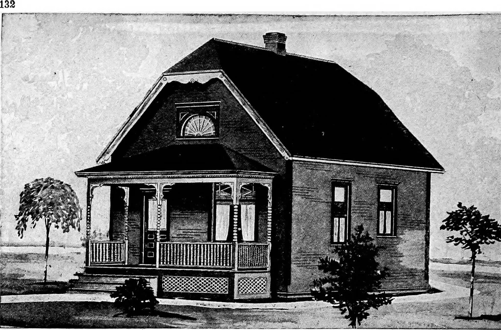 An illustration from Lumberman's house plan book : being a collection of one hundred absolutely new and attractive plans never before published, together with a selection of one hundred of our most popular houses published heretofore ... : 200 house plans, 1907, leaf 135