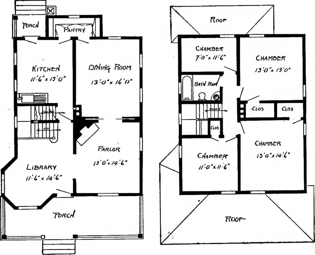 An illustration from Lumberman's house plan book : being a collection of one hundred absolutely new and attractive plans never before published, together with a selection of one hundred of our most popular houses published heretofore ... : 200 house plans, 1907, leaf 140