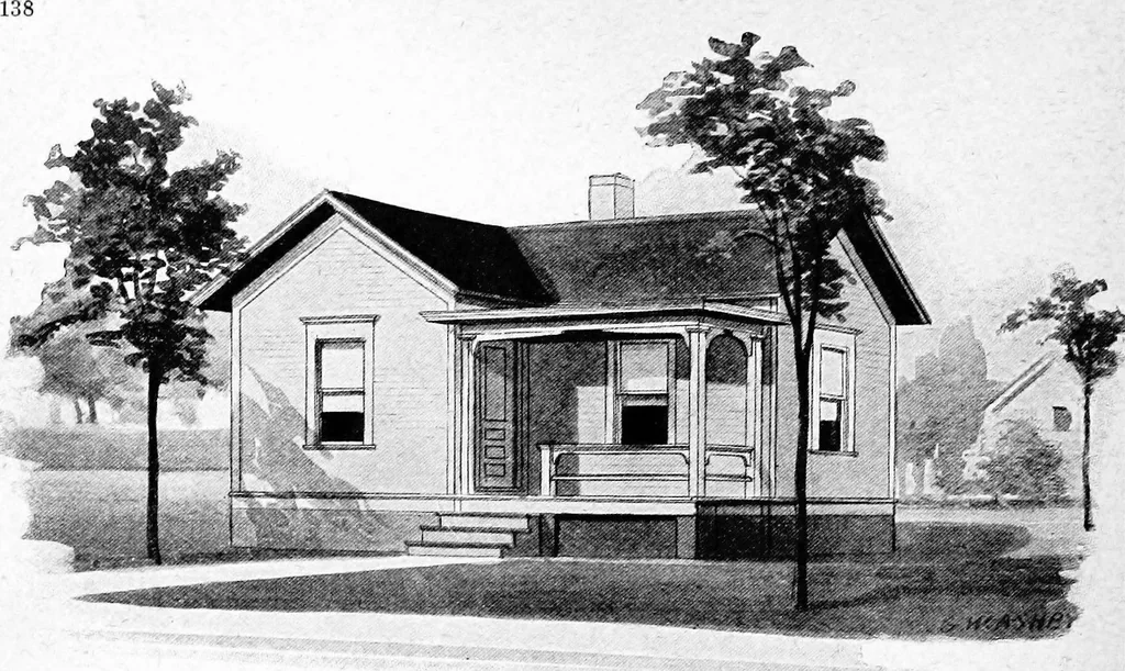 An illustration from Lumberman's house plan book : being a collection of one hundred absolutely new and attractive plans never before published, together with a selection of one hundred of our most popular houses published heretofore ... : 200 house plans, 1907, leaf 141