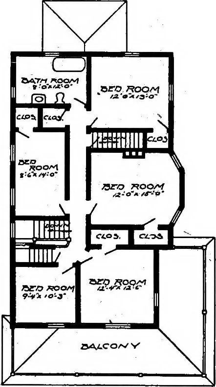An illustration from Lumberman's house plan book : being a collection of one hundred absolutely new and attractive plans never before published, together with a selection of one hundred of our most popular houses published heretofore ... : 200 house plans, 1907, leaf 143