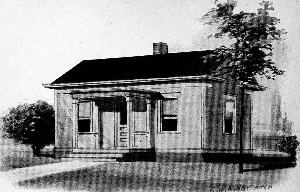 An illustration from Lumberman's house plan book : being a collection of one hundred absolutely new and attractive plans never before published, together with a selection of one hundred of our most popular houses published heretofore ... : 200 house plans, 1907, leaf 145