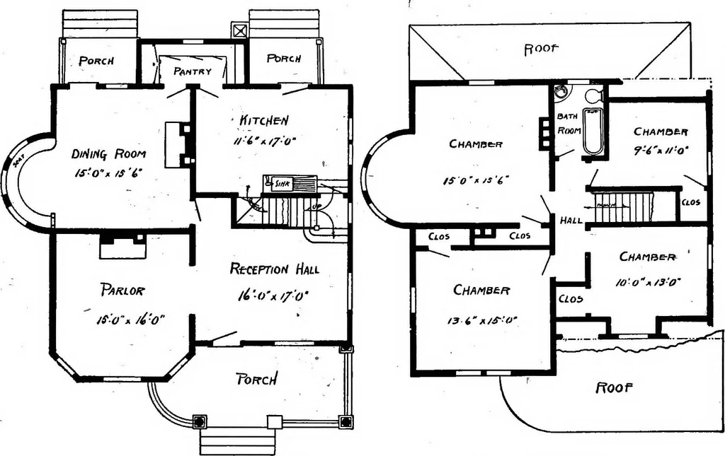 An illustration from Lumberman's house plan book : being a collection of one hundred absolutely new and attractive plans never before published, together with a selection of one hundred of our most popular houses published heretofore ... : 200 house plans, 1907, leaf 146