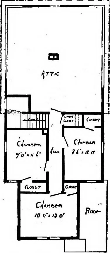 An illustration from Lumberman's house plan book : being a collection of one hundred absolutely new and attractive plans never before published, together with a selection of one hundred of our most popular houses published heretofore ... : 200 house plans, 1907, leaf 147
