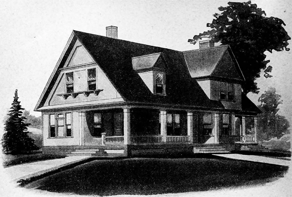 An illustration from Lumberman's house plan book : being a collection of one hundred absolutely new and attractive plans never before published, together with a selection of one hundred of our most popular houses published heretofore ... : 200 house plans, 1907, leaf 149