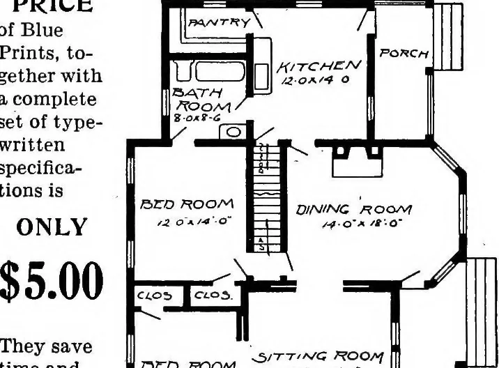 An illustration from Lumberman's house plan book : being a collection of one hundred absolutely new and attractive plans never before published, together with a selection of one hundred of our most popular houses published heretofore ... : 200 house plans, 1907, leaf 149